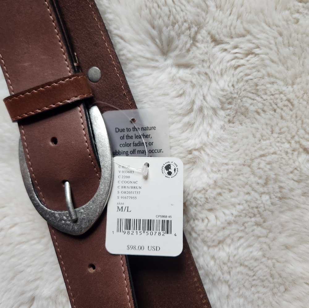NWT M/L FREE PEOPLE Heritage Hip BeltCognac Brown Wide DistressedLeather - Picture 3 of 4
